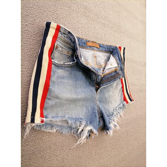 Joe’s Women’s‎ 29 Denim Cutoff Shorts – Blue Hem with Red White Side Stripes - Picture 7 of 10